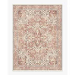 Royal Rose Pink Rug Traditional Bedroom Living Room Decorative Rug Vintage Persian Washable Rug Kitchen Dining Room Non-slip Rug