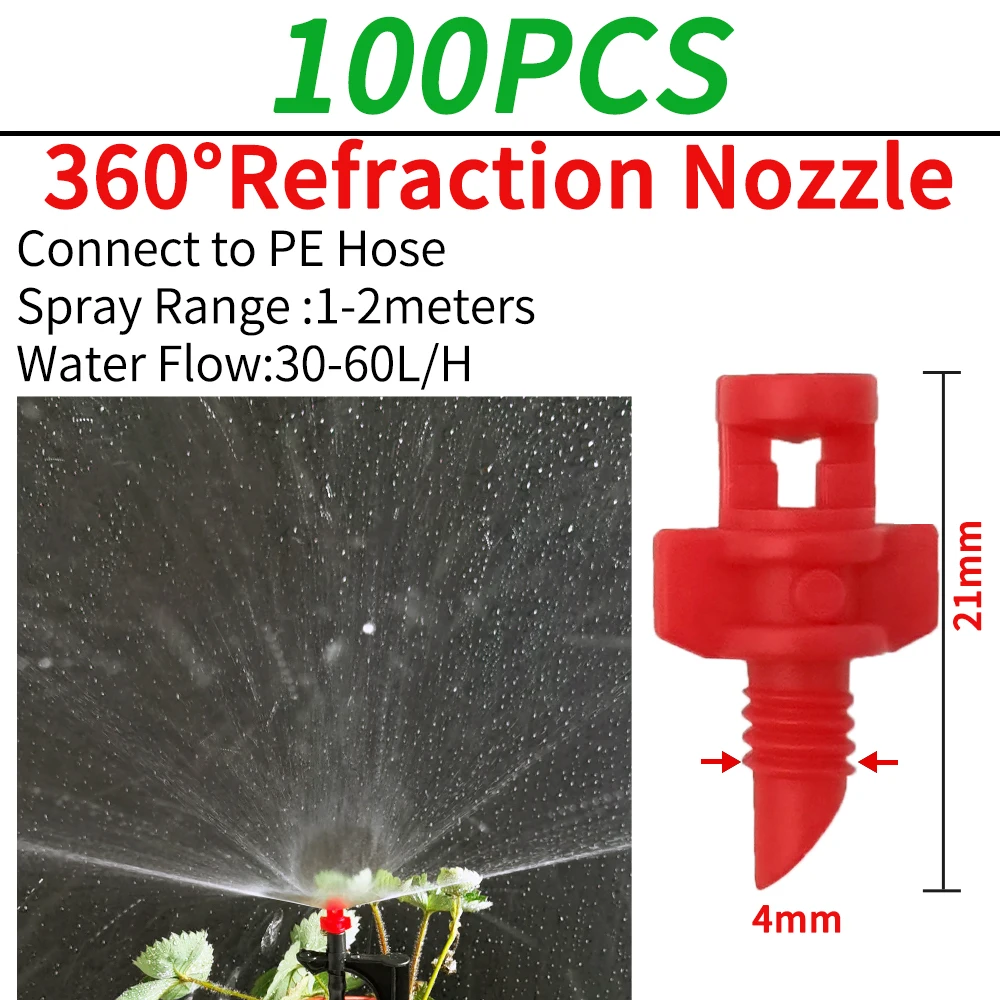 OASIS 100PCS 90/180/360 Degree Refraction Nozzle Garden Sprinkler Agriculture Irrigation Plant Spray Nozzle Misting for Flowers