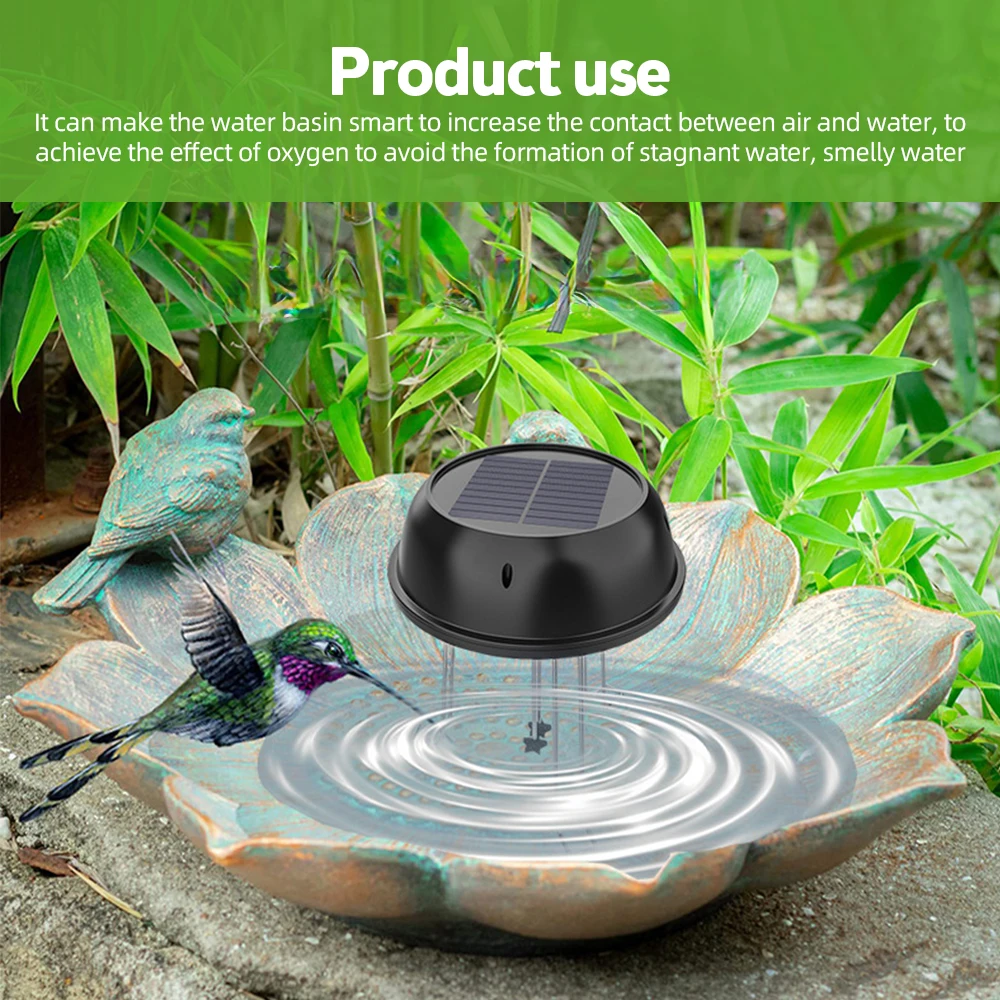 Solar Water Wiggler for Bird Bath Round Shaped 5V 0.5W Solar Powered Water Agitator Bubbler for Garden Pond Decoration