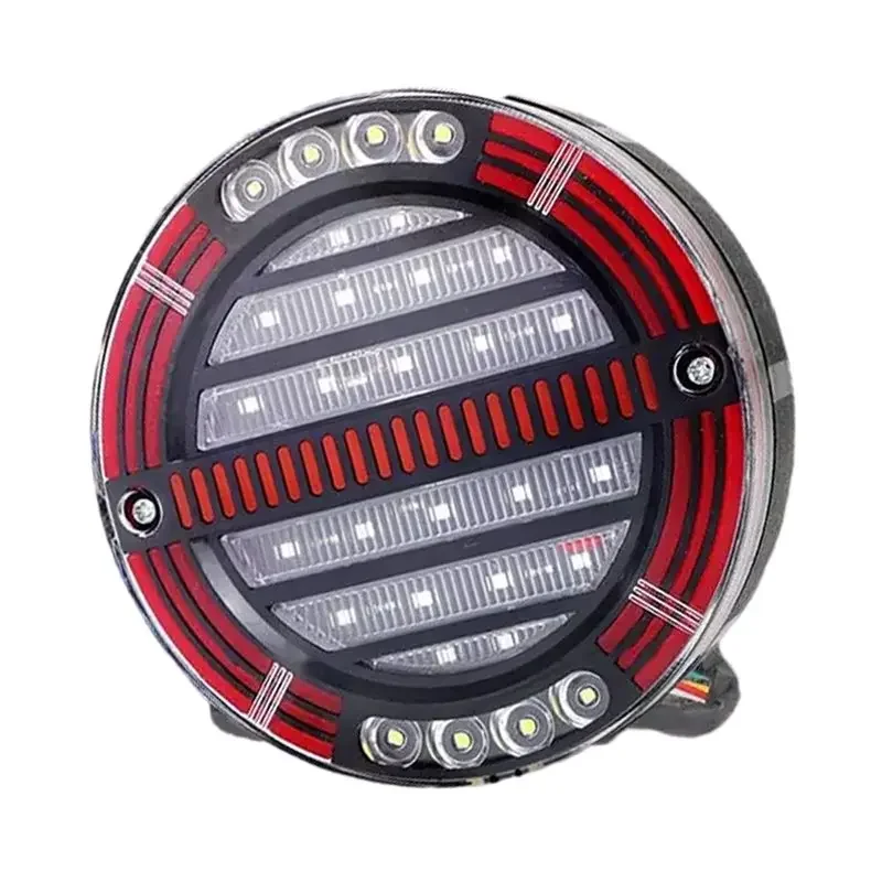 Latest-Sequential Turn Signal LED Round Tail Brake Light For Trucks, Trailers, Vans, Rvs- Amber/Red/White 12-24V