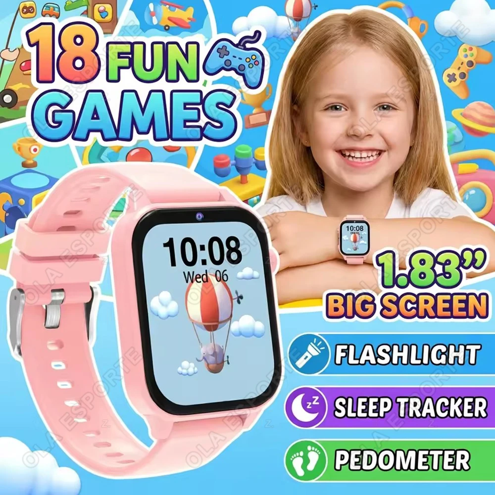 

Game Smart Watch Kids 18 Fun Games Sleep Monitoring Alarm Clock Learning Clock Perfect Digital Smartwatch Gift Children Age 5-12