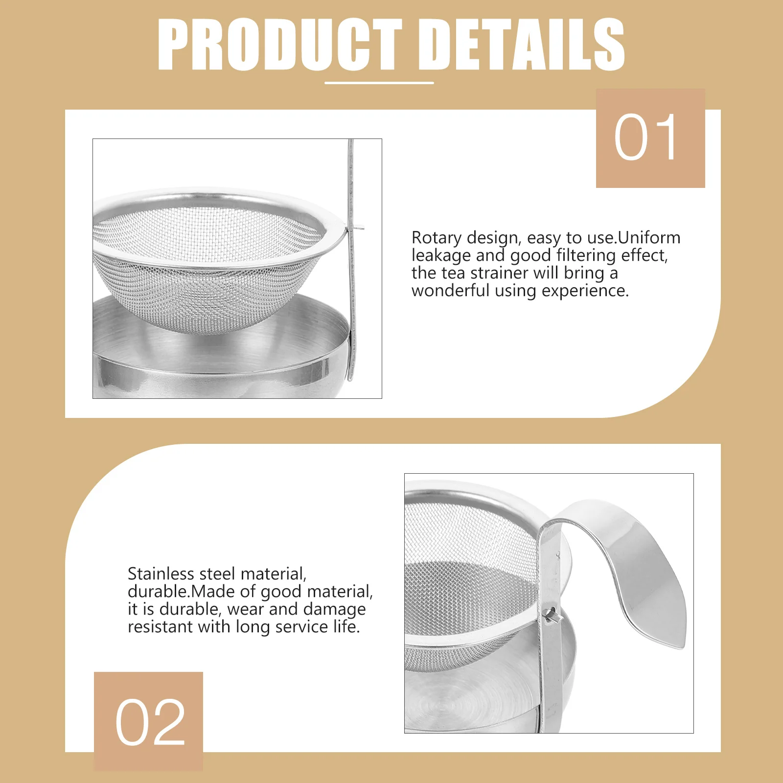 

Stainless Steel Tea Steeper Loose Leaf Infuser Rotating Mesh Filter For Home Office Kitchen Use Billed Design Metal Tea