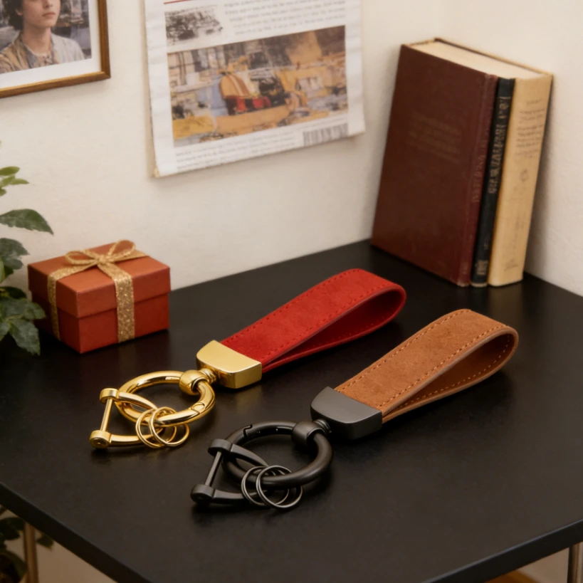 

Personalized Name Number Suede Car Keychain Laser Custom Logo Leather Metal Keyring Gift Women's Men's Waist Bag Key Chain Ring