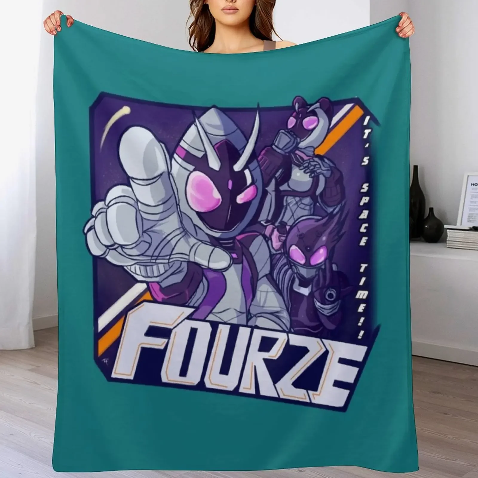 Grab onto Space ! ! [ Kamen Rider Fourze ] Throw Blanket Cozy Sofa Blanket for TV Watching Napping