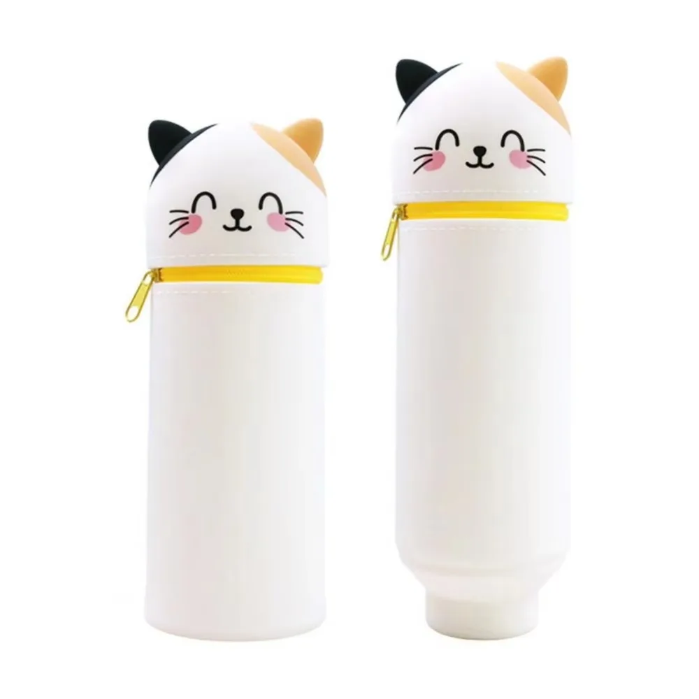 Imagen 4: Estuche para lápices de dibujos animados de alta calidad, estuche para bolígrafos de silicona con forma de Animal con cremallera, bolsa de almacenamiento de papelería multiusos