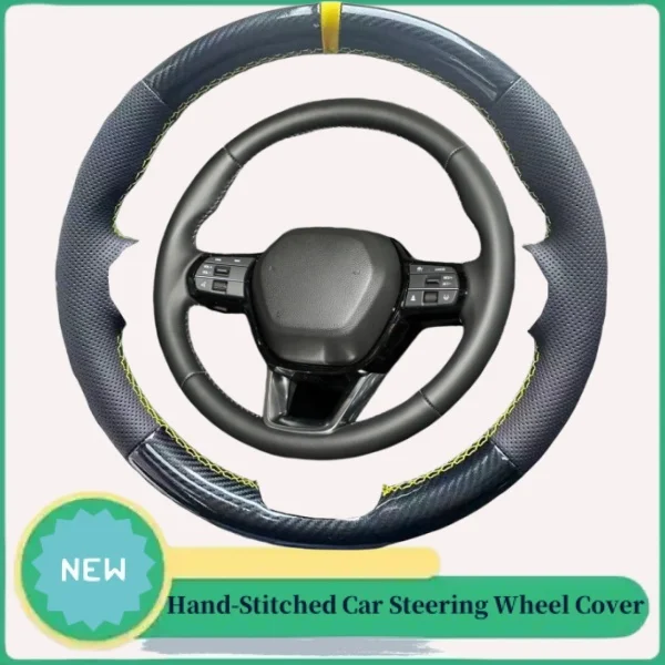 

DIY Abrasion-resistant Breathable Carbon Fiber Genuine Leather Steering Wheel Cover For Honda Civic 11th Gen 2022-2024