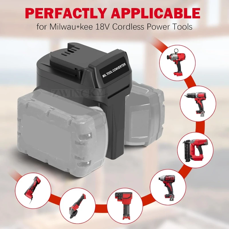 2 in 1 Battery Adapter for 2Packs for Milwaukee 18V Batteries Work for Milwaukee 18V Power Tool at The Same time Higher Power