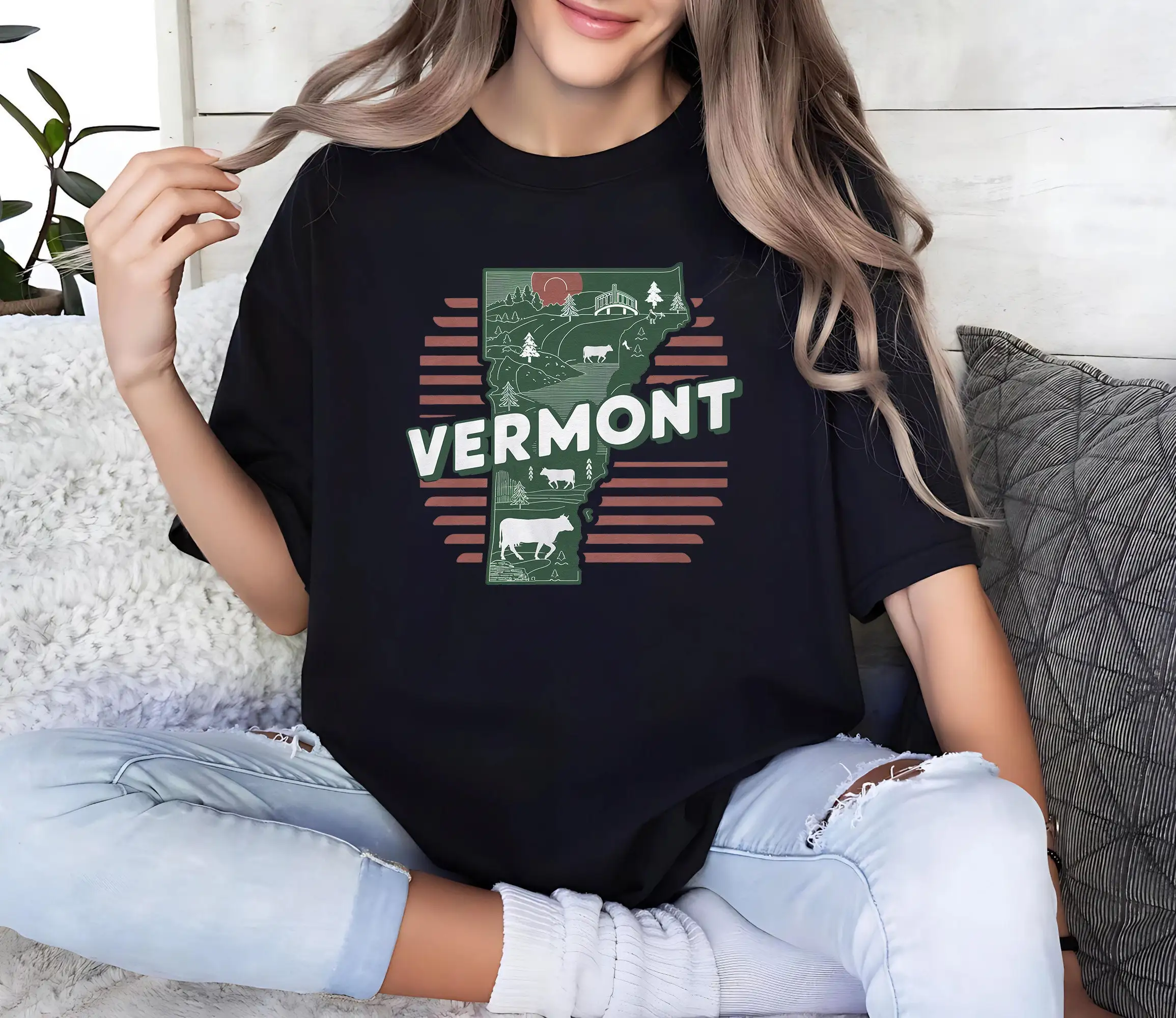 

Retro State Of VermonT T Shirt Lover Family Trip Travel