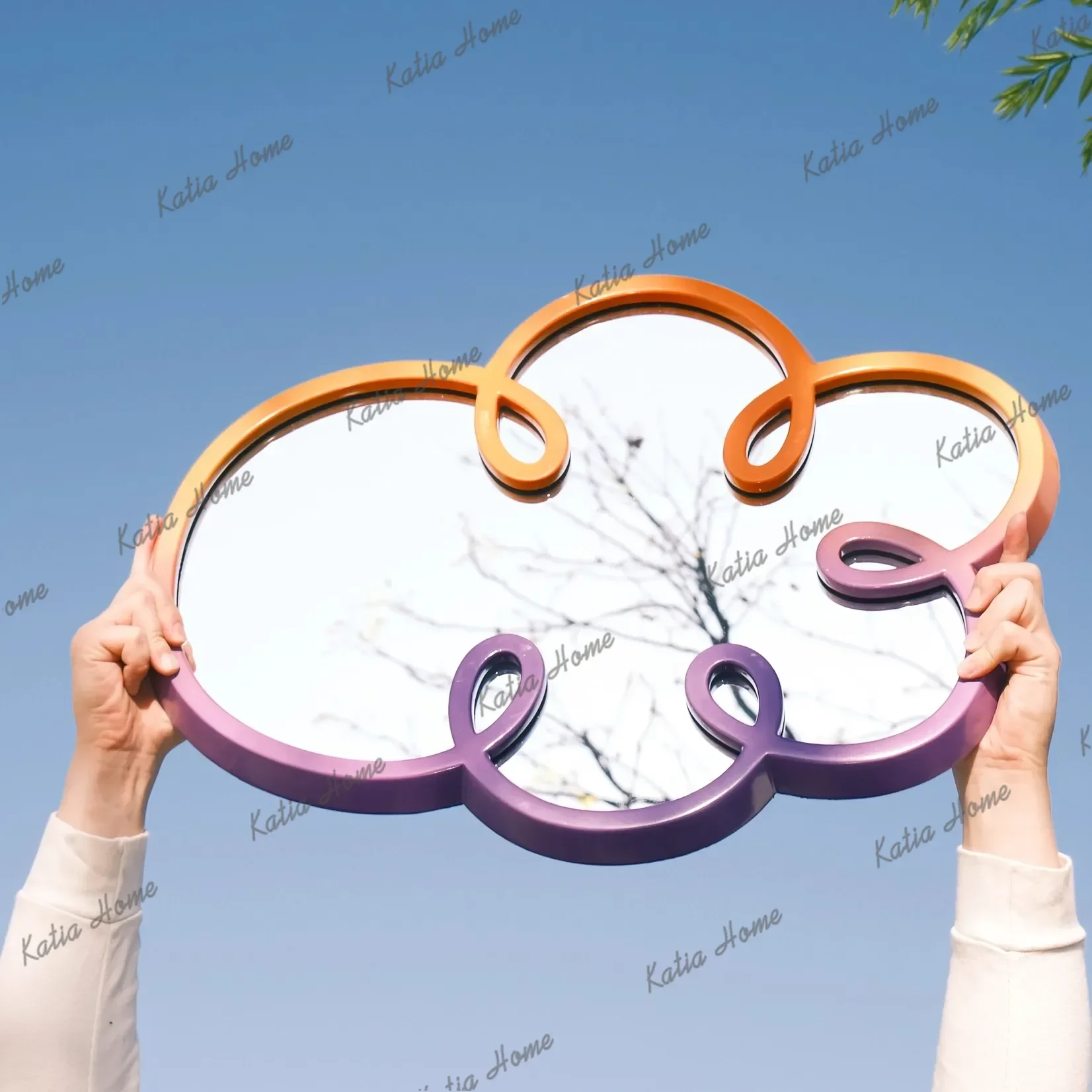 PG Cartoon Dopamine Color Cloud-Shaped Frame Artistic Decorative Mirror Housewarming Gift Wall-Mounted Ornaments Dressing Mirror