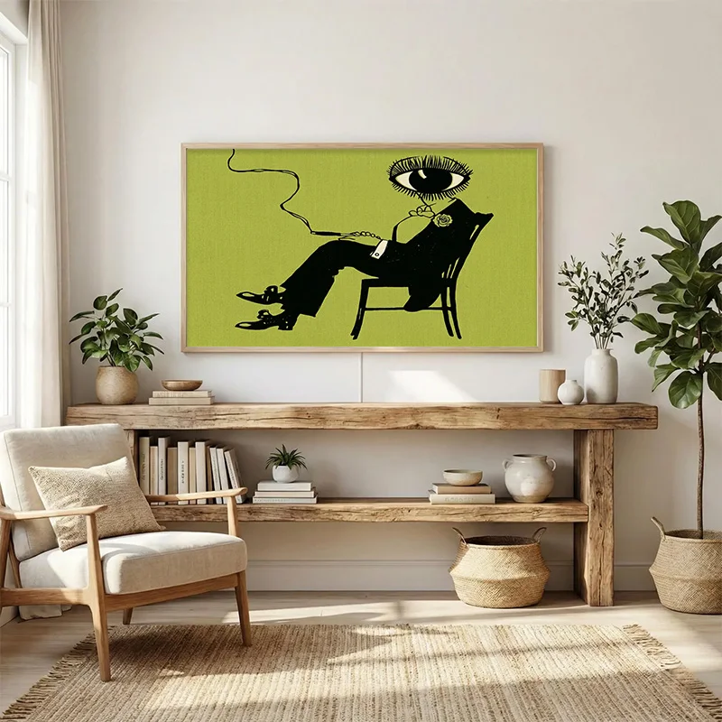 Surreal Abstract Figure Canvas Wall Art Vintage Oil Painting Weird Eye Gentleman Poster Aesthetic Bar Home Decor Prints Set