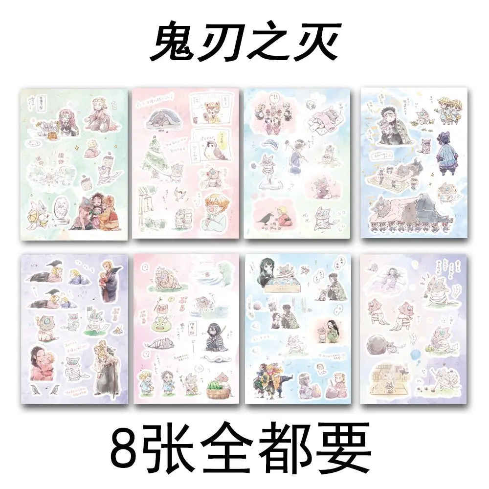 8-adesivos-de-filme-com-novo-estilo-'demon-slayer'-apresentando-designs-criativos-de-tanjiro-e-yuei-tomioka-material-a-prova-d'agua