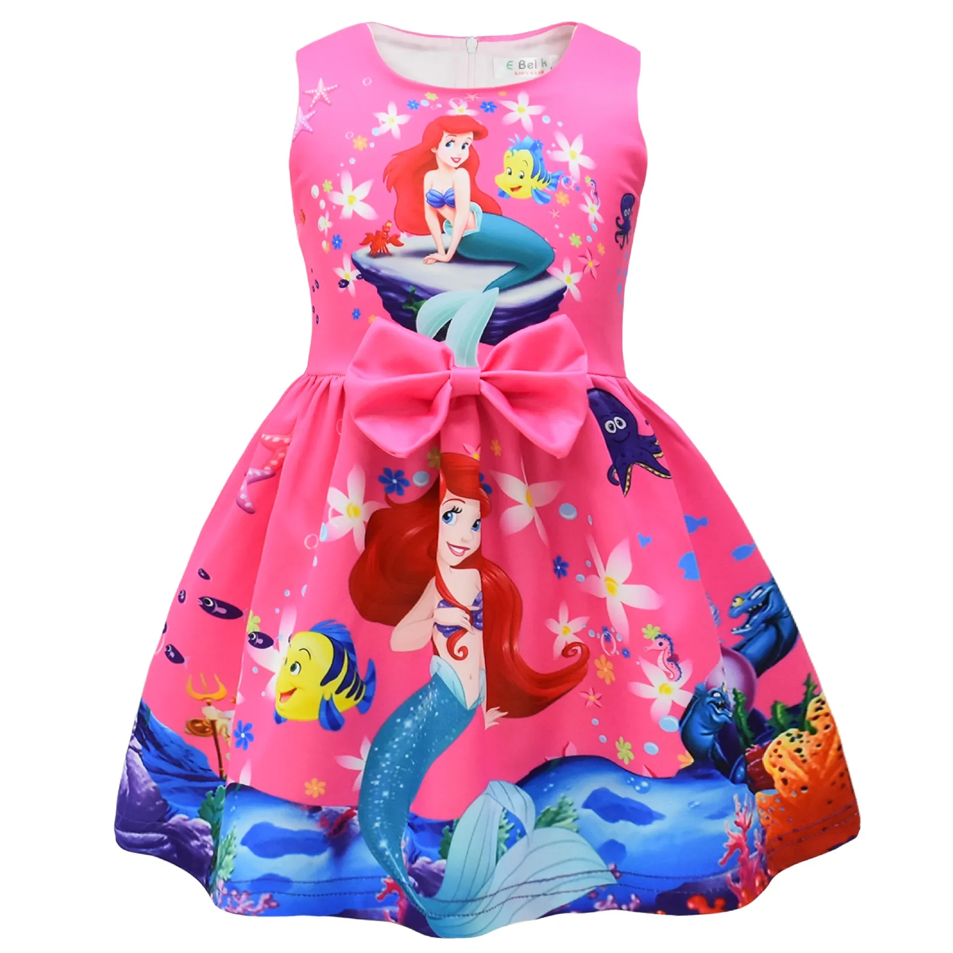 Vestido de princesa sirena para niñas, ropa informal con dibujos animados de Ariel, faldas de fiesta de 2 a 10 años