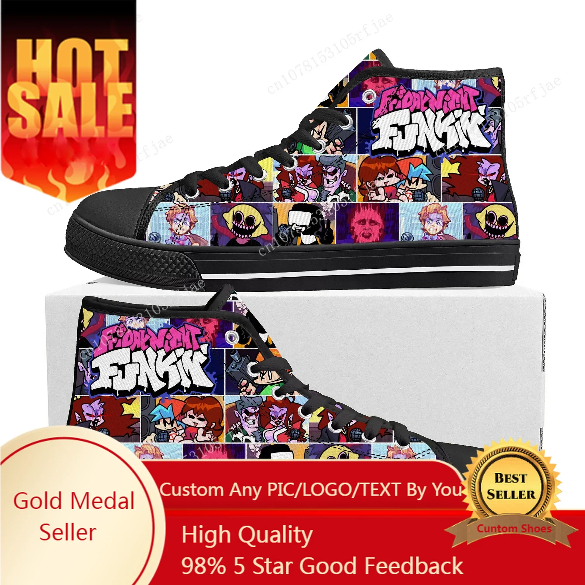 

Funkin Cartoon Night Game Friday High Top Sneakers Mens Womens Teenager High Quality Canvas Sneaker Custom Built Couple Shoes