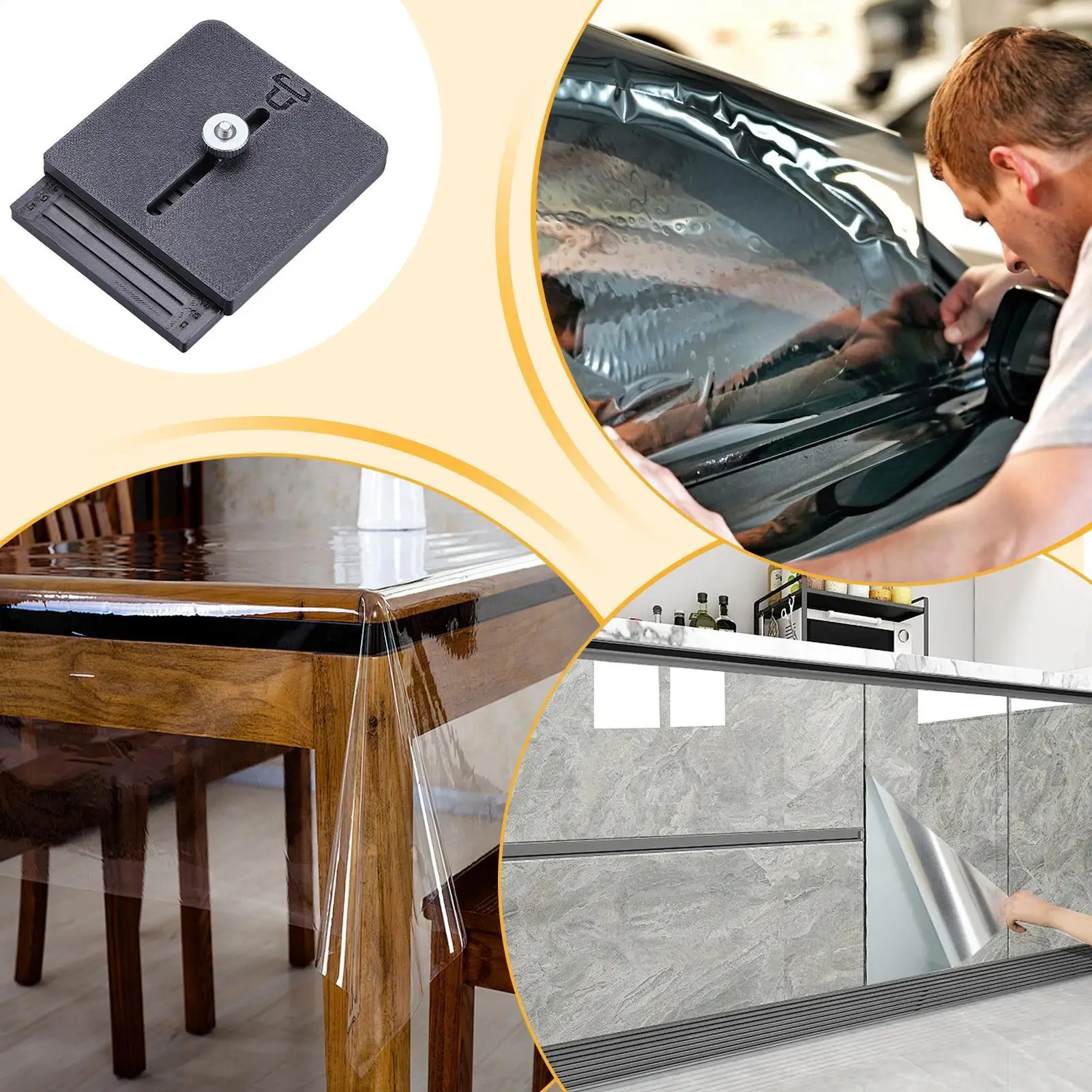 Window Film Trimming Guide Anti-Slip Precision Portable Adjustable DIY Edge Wrap Cutting Template Tool for Door Table Car Window