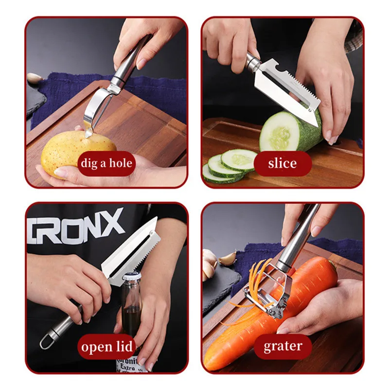 304 Stainless Steel Peeler Fruit Vegetable Multi-function Grater Slice Scraping Fish Scales Carrot Sharp Kitchen AccessoriesTool