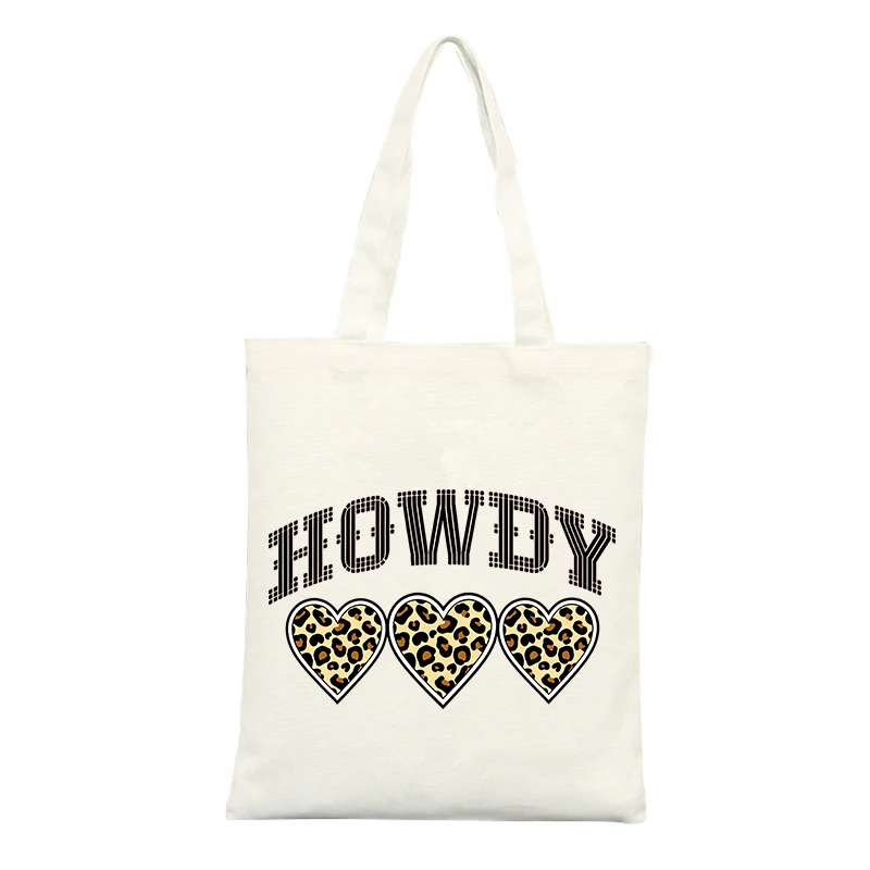 Leopard Heart Pattern Canvas Tote Bag, Casual Style for Daily Shopping and Outings