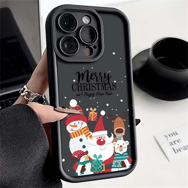 Christmas Pattern TPU Case For iPhone 16 Pro Max 15 14 Plus 13 12 11 Pro Max 7 8 XR X XS SE Shockproof Soft Silicone Phone Cover