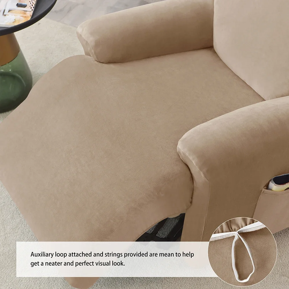 Velvet Recliner Sofa Cover Stretch Spandex Armchair Cover Slipcovers Non Slip All-inclusive Armchair Protector 4pcs/set