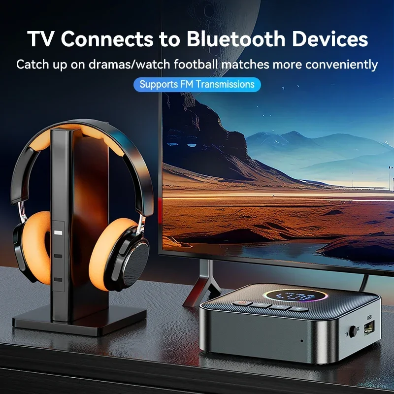 M10 RGB Цветной свет Bluetooth 5.4 Аудиоприемник Передатчик FM USB 3,5 мм AUX RCA Стерео HIFI Музыкальный беспроводной адаптер с микрофоном