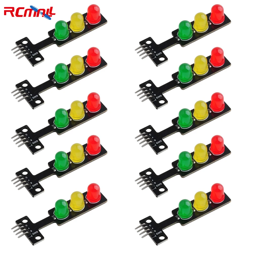 10PCS 5V Traffic Light LED Display Module Red Yellow Green LED RGB-Traffic Light for for Arduino Traffic Light System Module