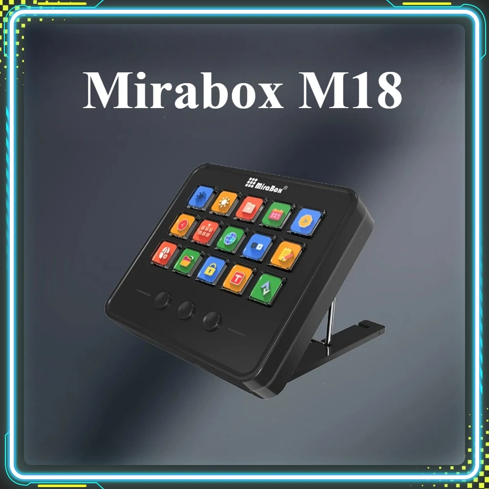 

Mirabox M18 Stream Deck Mini Keyboard 18Keys Stand Macro Button Visual Adjustable Console Desktop Touch Custom Keyboard PC Gifts