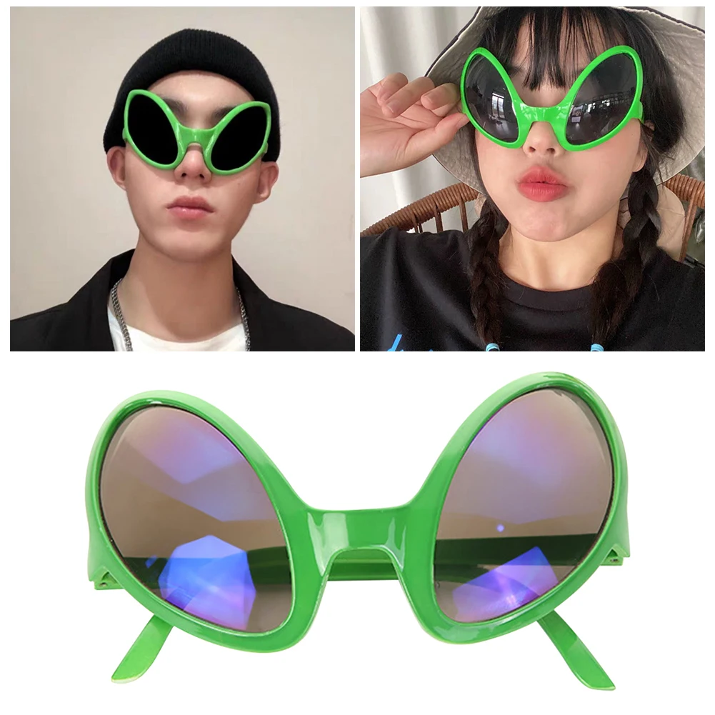 Alien Party Glasses Funny Sunglasses Rainbow Lenses ET Sunglasses Holiday Dance Aliens Costume Alternative Shapes Party Supplies