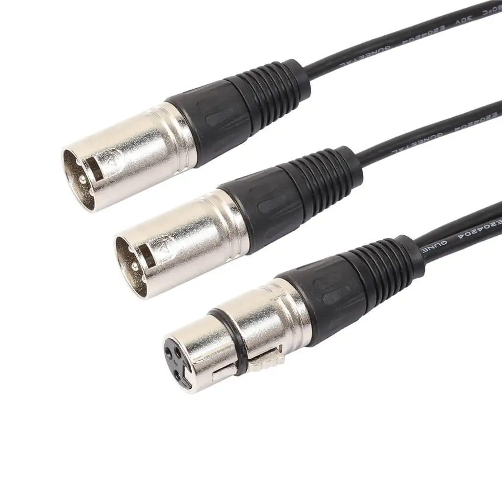 Silver Plug XLR 1 Female To 2 Male XLR 2 Male To Female Audio Microphone Adapter Cable High Quality Cables 0.3m