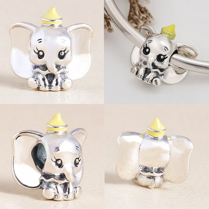 Fit Pandora Disney Anime Little Flying Elephant Charms Bracelet Women Bangles Accessories Cartoon Dumbo Beads For Jewelry Making