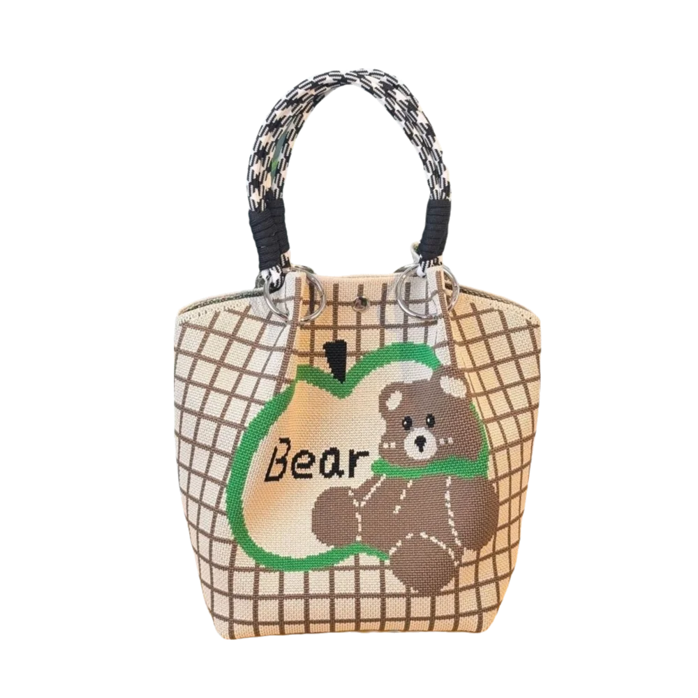 

Cute Butterfly Cartoon Bucket Bag Bear Large Capacity Knitted Handbag Korean Style Soft Women Tote Bag Daily