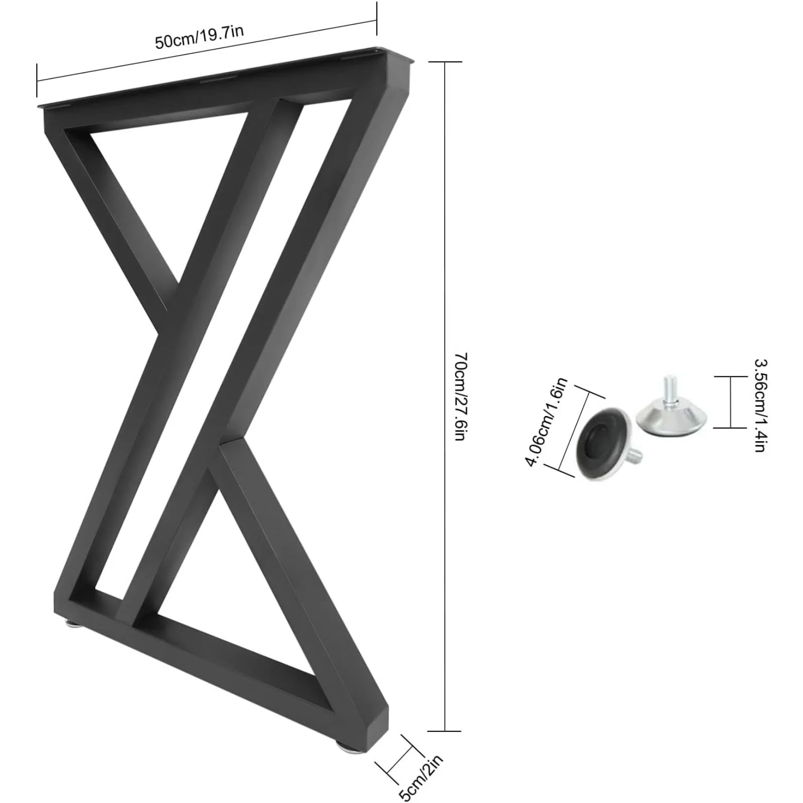 70cm Tall Table Legs Set of 2 Black Coffee Table Foots Heavy Duty Industrial X Shaped DIY Furniture Table Racks with Screws
