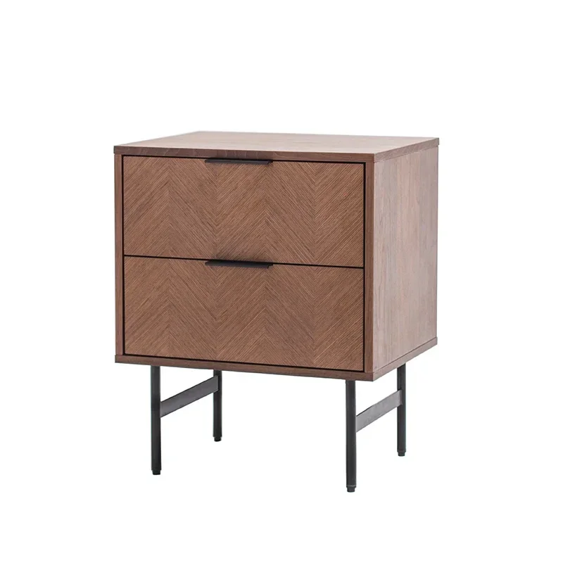 New Modern Minimalist Walnut Color Bedside Table Bedroom Storage Cabinet Minimalist Bedside
