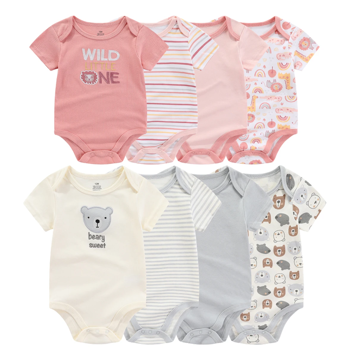 Baby clothing 4-piece newborn 100% cotton comfortable onesie suitable for boys and girls