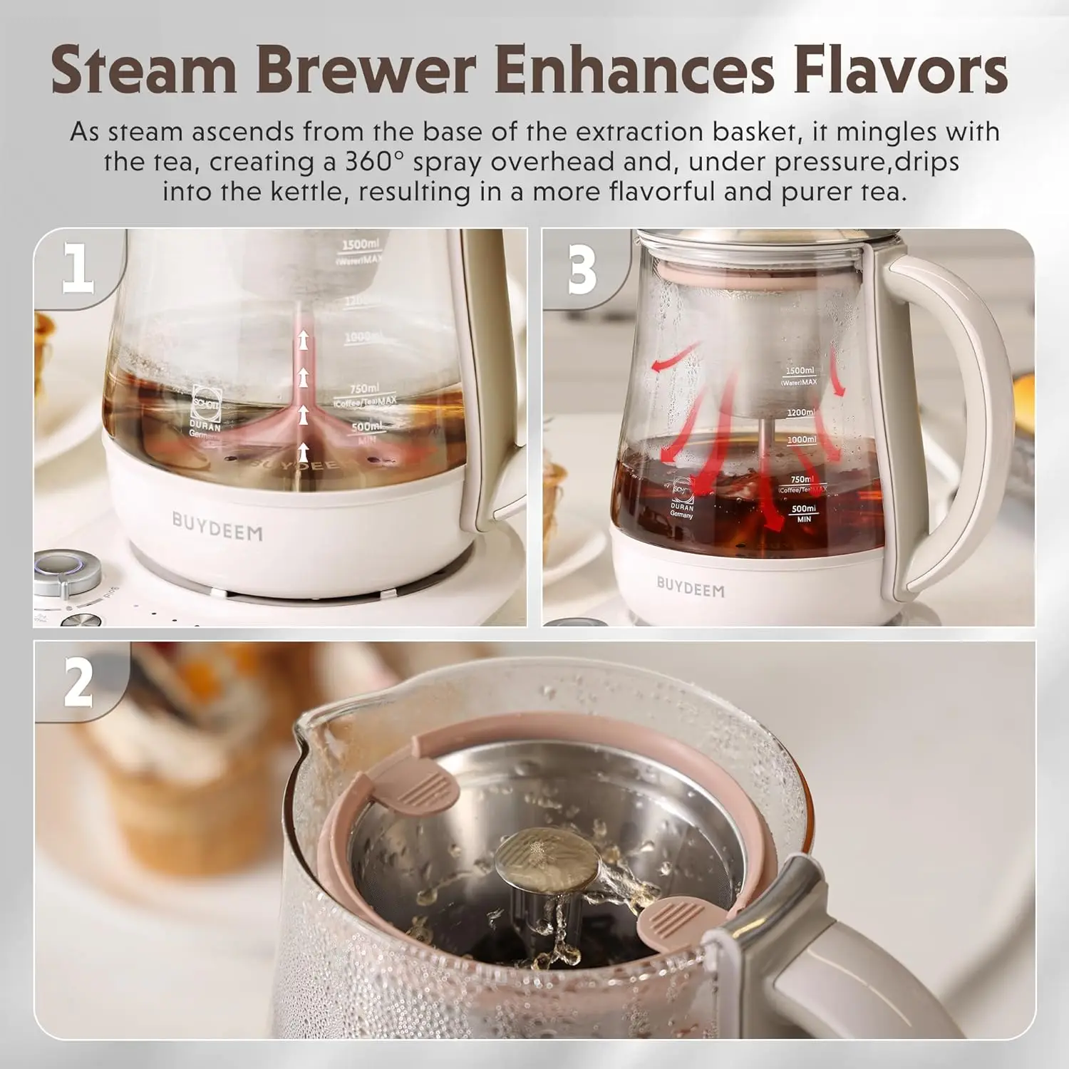 K1563 Tea Maker, Electric Kettle for Coffee and Tea Brewer with 6 Flavor Controls, 4 Temperature Settings, 8 Hours Keep