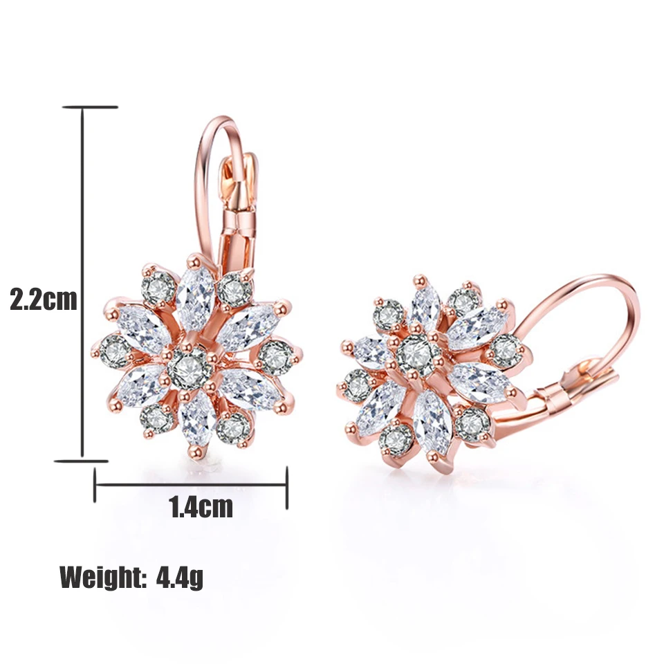 ZAKOL Fashion Rose Gold Color Flower Hoop Earrings for Women CZ Crystal Zircon Earring Brincos image 5