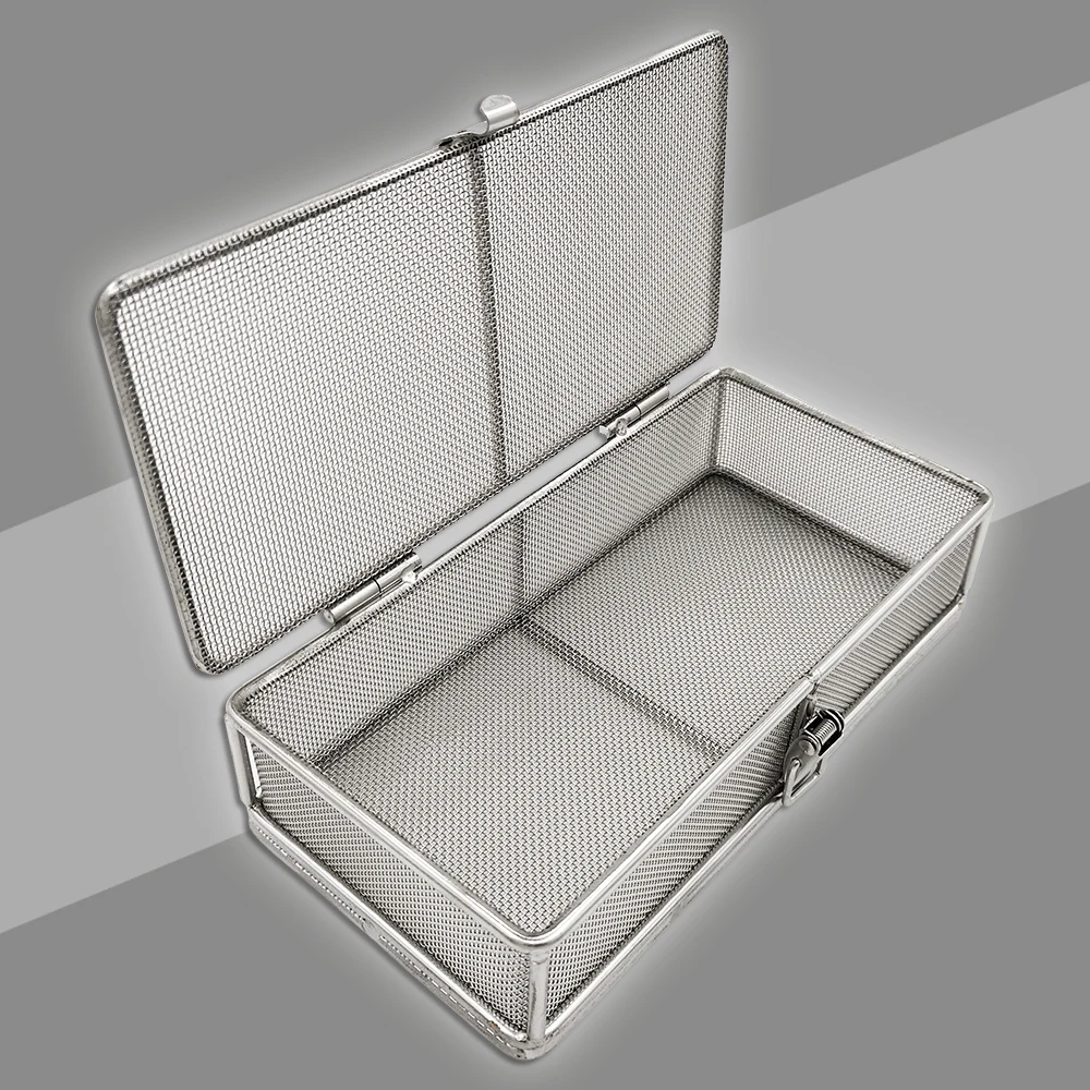 Stainless steel disinfection basket, cleaning basket with lid, ultrasonic cleaning frame, filtering stainless steel mesh basket,