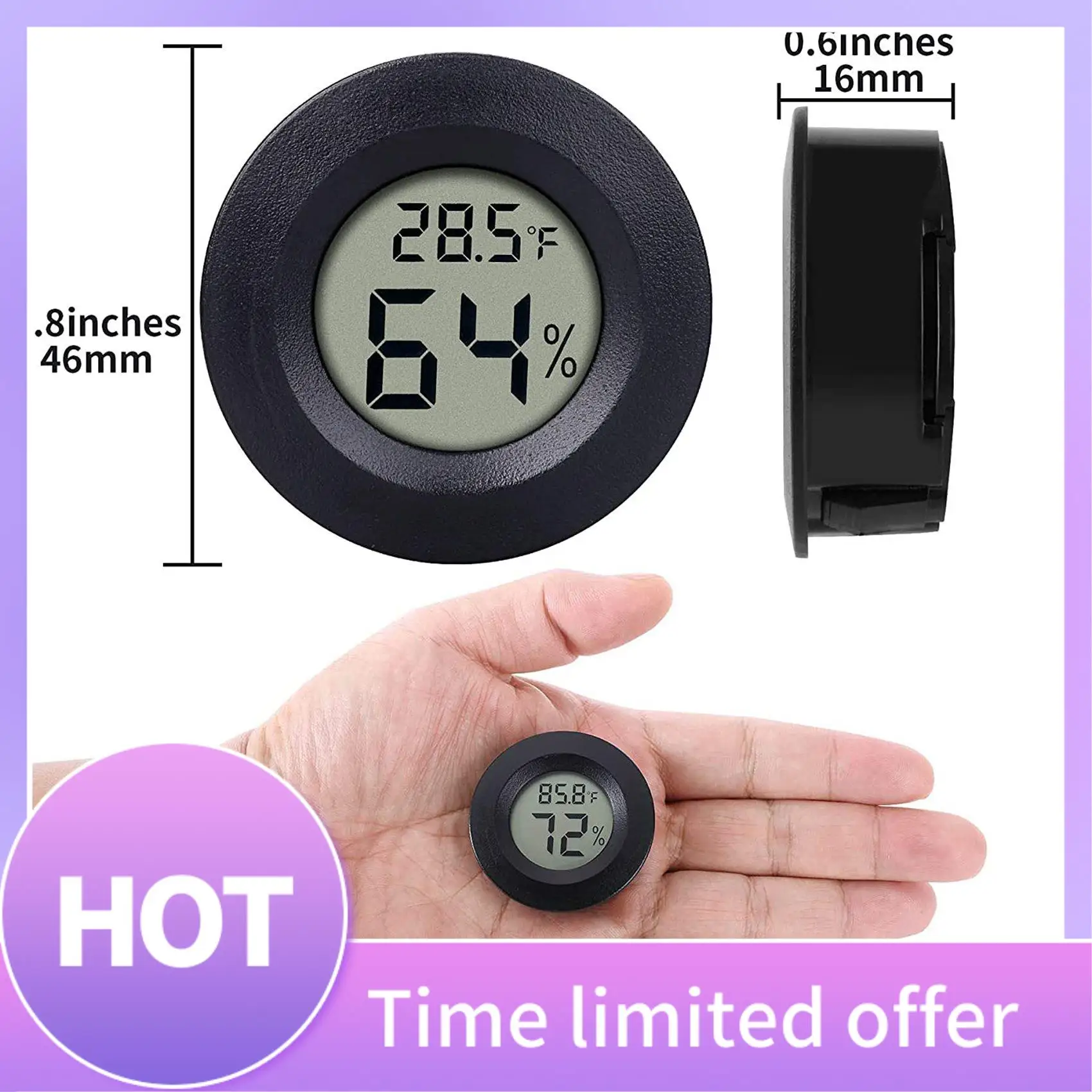 

B69C Mini Hygrometer Thermometer Digital Indoor Humidity Gauge Monitor With Temperature Meter Sensor Fahrenheit (℉) 6 Pack