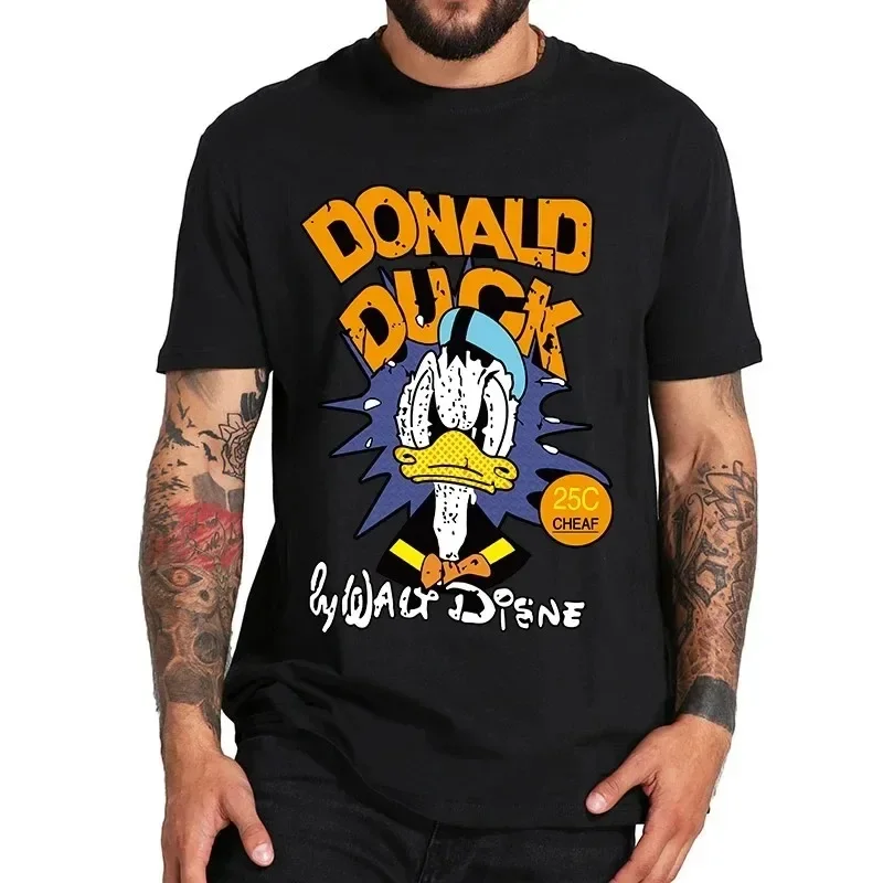 Cotton Black T-shirt for Men Disney Mickey Mouse Pattern Casual Comfortable T-shirt Anime Tops Summer Fashion Short-Sleeved image 3