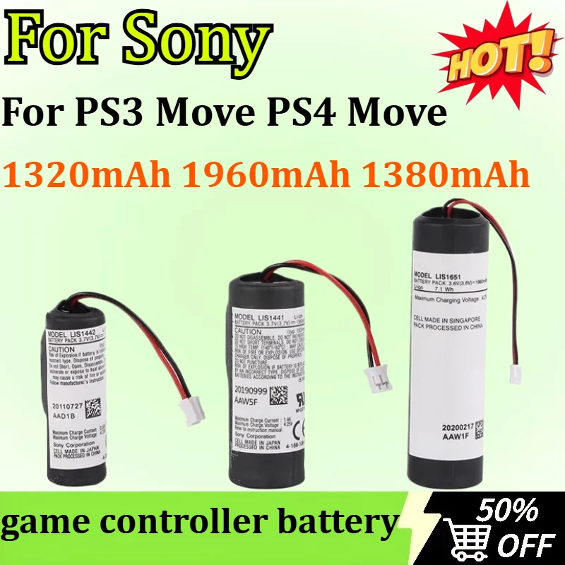 

1320//1960/1380mAh Rechargeable Lithium Battery for Sony PS3 Move PS4 Move for PlayStation Right Handle Game Controller Battery