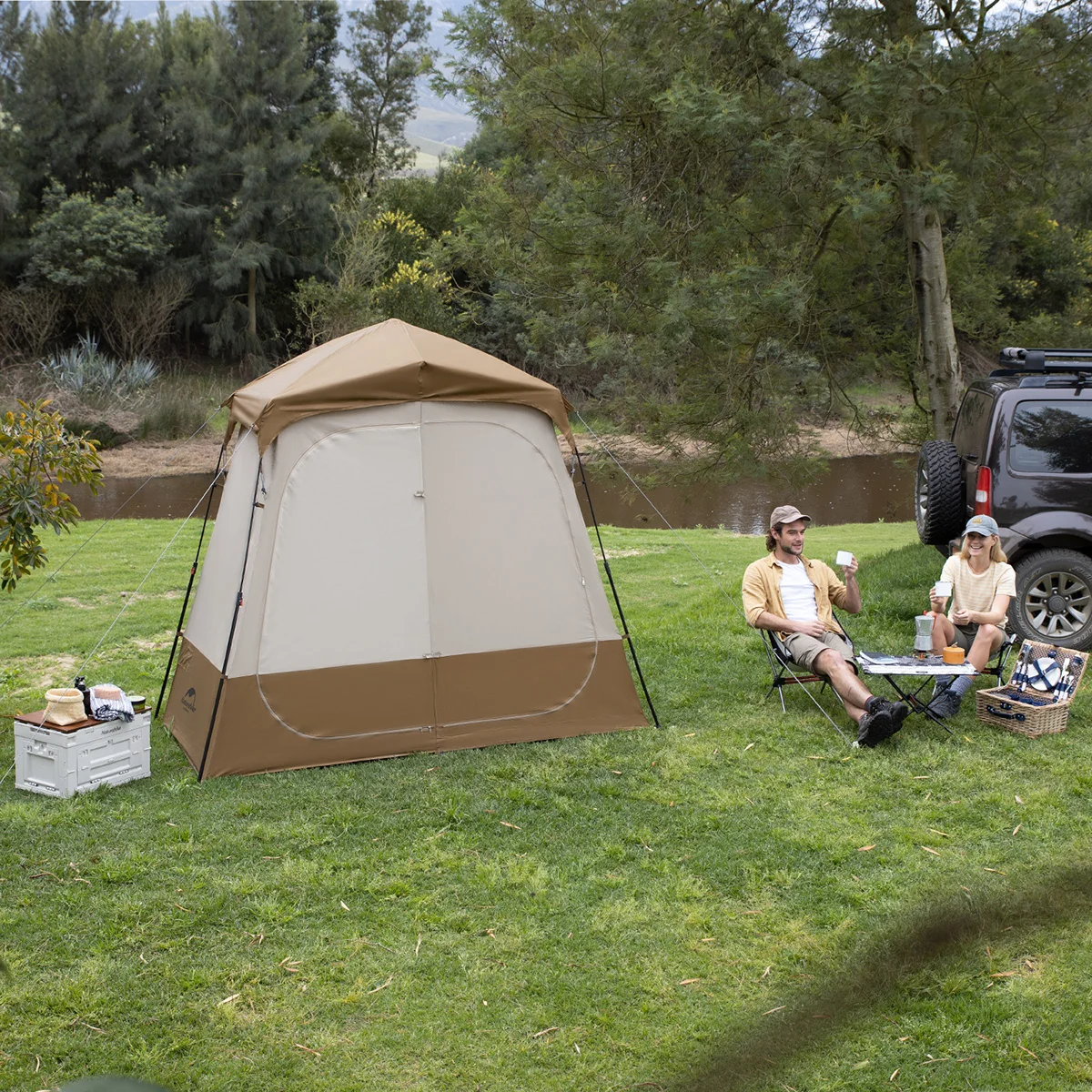 Naturehike Wet and Dry Separation Shower Tent Camping Automatic Fast Building Mobile Shed Toilet 210T Changing Tent NH22ZP006