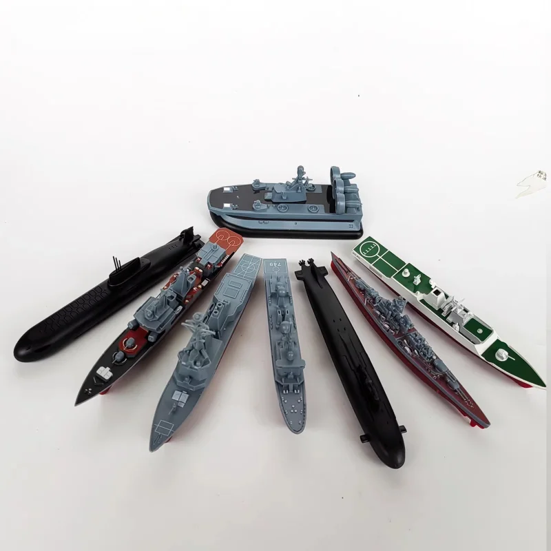 4D Assemble Battleship Ship Model 8pcs Destroyers Coast Guard Ship Submarine Simulation Military Toy Warship Ornament