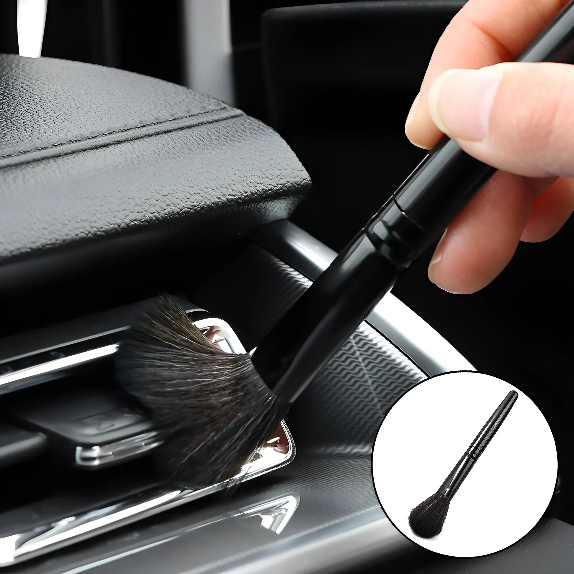 2Pcs Car Detailing Brush Air Outlet Duster Soft Bristles Brush Portable Ultra-Soft Car Interior Detailing Brush Auto Accessories