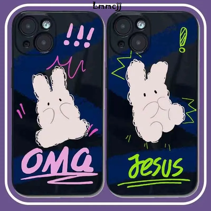 Lmmcjj Couple Rabbit Phone Case For iPhone 11 12 Mini 13 Pro 14 Plus Se 2020 XS Max XR X For Samsung Galaxy S23 Silicone Cover