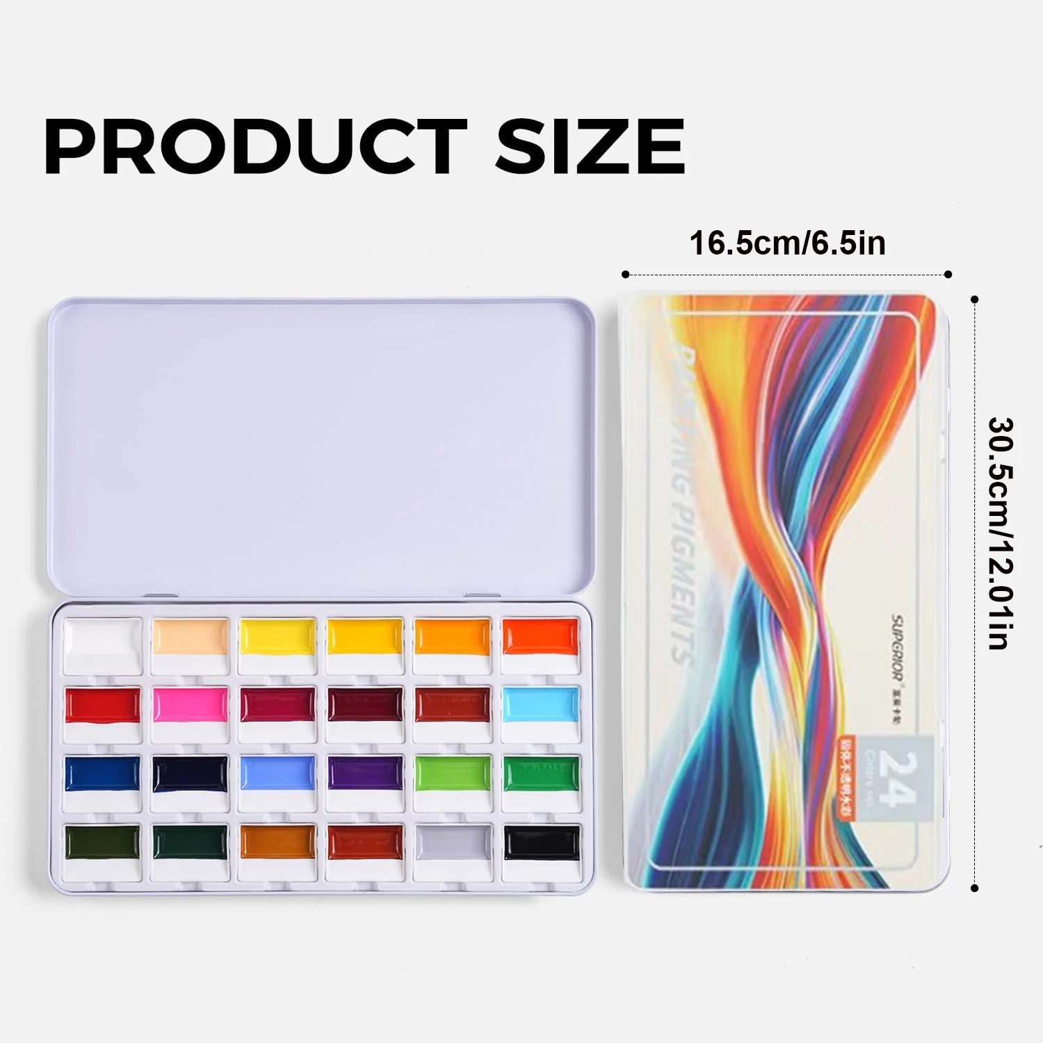 24 Colors Opaque Solid Watercolor Paint Set Professional Watercolor Pigment Metal Box Portable Art Paint Kit for Artist Beginner