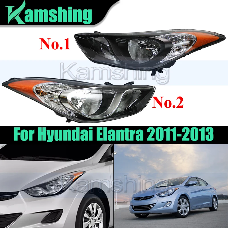 1Pair US Version Front Bumper Headlight For Hyundai Elantra 2011-2013 Front Headlamp Head Lamp Head Light Halogen