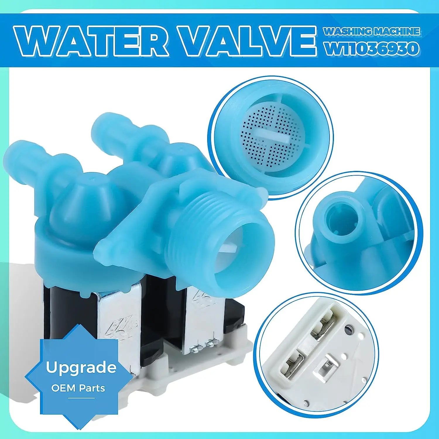 Válvula de agua de lavadora W11036930 apta para Whirlpool Maytag Amana Inglis, reemplazo W11316256 AP6835737 4929298 PS12711564 EAP12711564