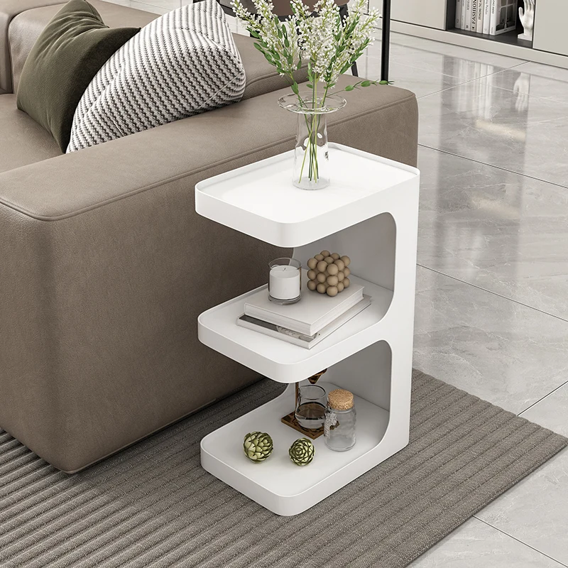 Iron sofa, small coffee table, home living room, E-shaped minimalist corner table