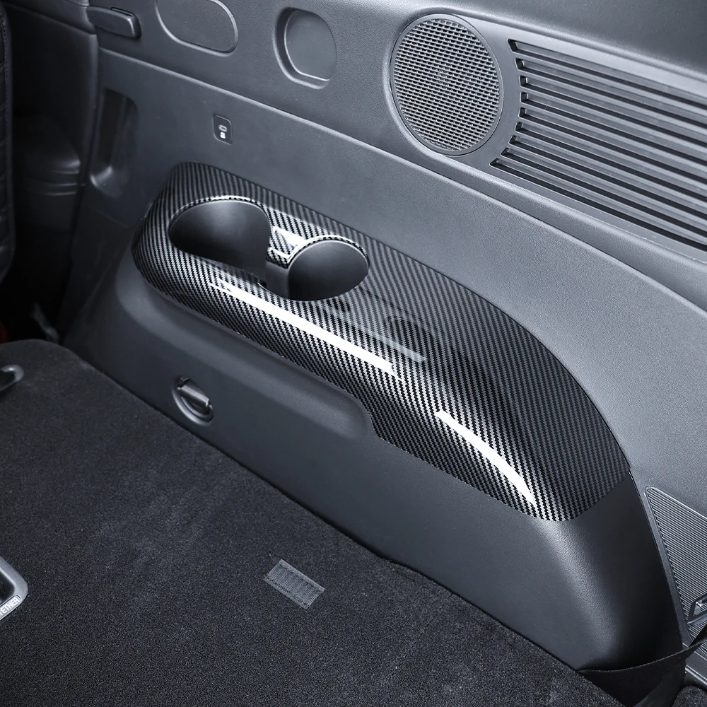 For Hyundai Palisade LX3 2025 2026 Third Row Water Cup Holder Cover Carbon Fiber Wood Grain Style Car Inner LHD - Image 3