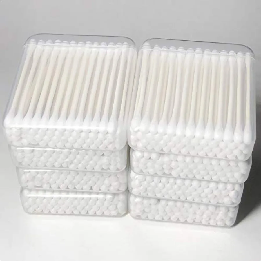 400 pièces CGR coton-tige biologique 100 coton double pointe bâtons de papier blanc paquet de voyage composé (8 paquet de 50 écouvillons au total) (4