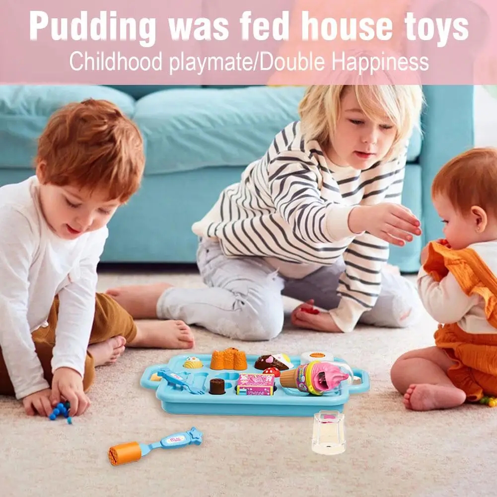 Pudding Feeding House Toys,Early Education Lunch Box Pudding Toy,Children's Pudding Feeding Toy,Children Pretend Play Set Gifts