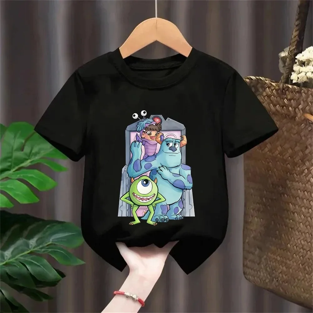 2026 Neues Kinder-Baumwoll-Kurzarm-T-Shirt Hellblau mit Monsters Inc. Aufdruck Rundhals-Oberteil für Jungen & Mädchen Sommerkleidung – Detail 2